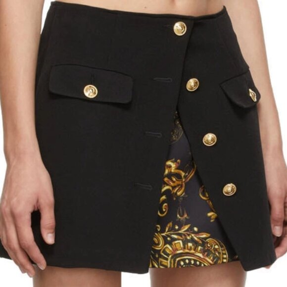 Versace Jeans Couture Layered-Effect Baroque-print Mini Skirt in Black / s-mdm - Picture 11 of 16
